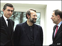 Philippe Douste-Blazy, Ali Larijani dhe Havier Solana