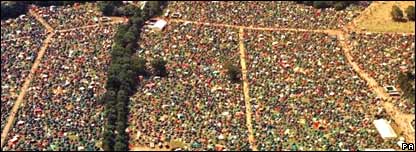 Glastonbury music festival from air
