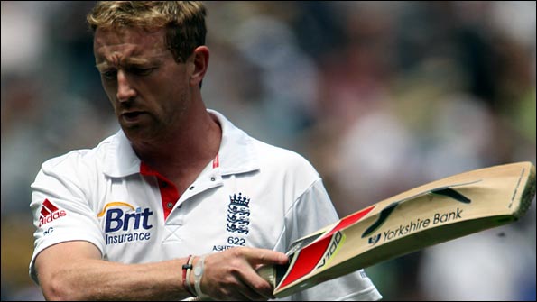 Paul Collingwood is out for another low score in Melbourne