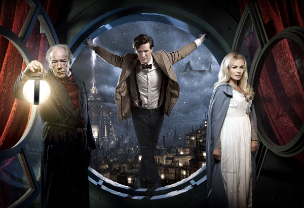Michael Gambon, Matt Smith and Katherine Jenkins in the 2010 Doctor Who Christmas special