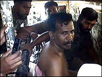 Ramesh being interrogated allegedly by Sri Lanka military (photo: HRW)