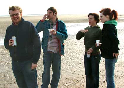 Huw, Rob, Louise and Catherine on the beach