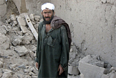 A wounded Afghan villager