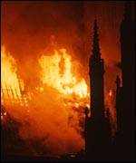 Minster on fire