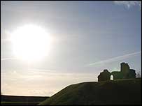 Sandal Castle in silhouette