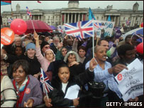Imigrantes em manifestação em Londres