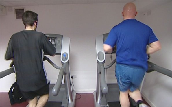 People exercising in a gym