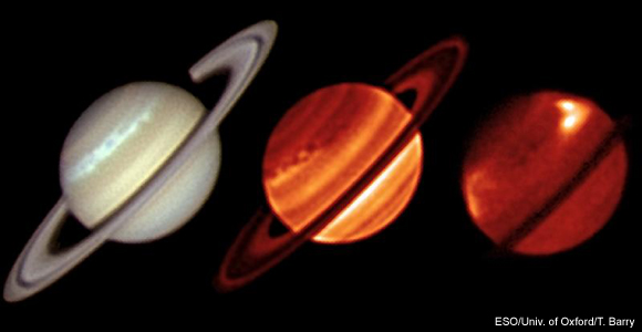 Saturn northern storm in infrared and visible light