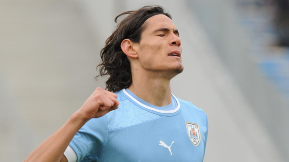 Uruguay's Edinson Cavani in a warm-up match for the Olympic Games.