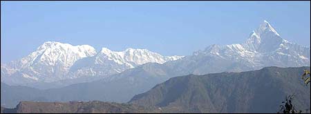 The Annapurnas and Machepuchare from the route