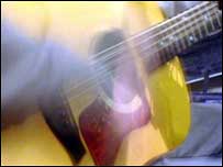 Guitar being strummed