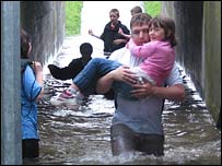 Man rescues girl from flood water