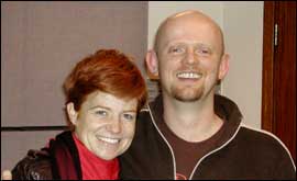 Patsy Palmer with BBC Gloucestershire's John Rockley