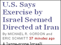 تیتر خبر وبسایت نیویورک تایمز درباره مانور اسرائیل