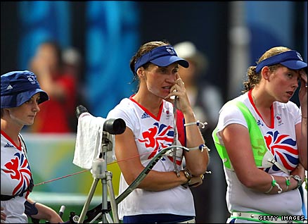 (l-r) British archery trio Naomi Folkard, Alison Williamson and Charlotte Burgess