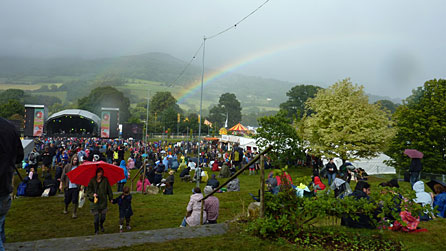 Rainbow over the Green Man festival site