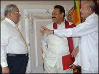 Minister Anura Bandaranaike (L) with the President