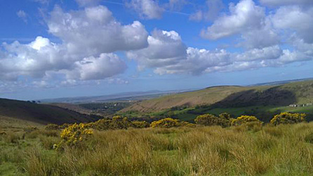 Cumulus clouds, from Garnswllt looking towards north Gower Coast. Photo: Ted Williams