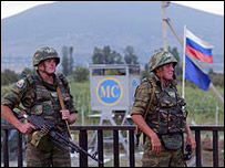 Soldados russos na Ossétia do Sul