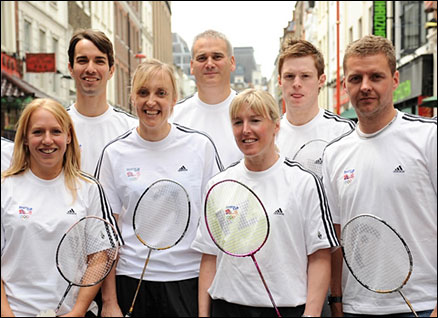 Gail Emms, Nathan Robertson, Donna Kellogg, Andy Wood (team leader), Tracey Hallam, Andrew Smith, Anthony Clark