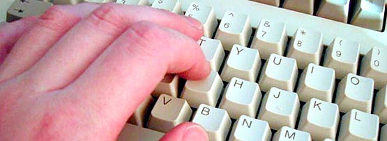 Somebody typing out their weblog