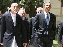 کرزی و اوباما در کاخ ریاست جمهوری افغانستان