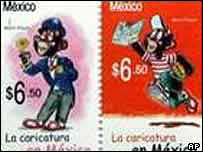 Známky vydané v Mexiku s postavičkou černouška