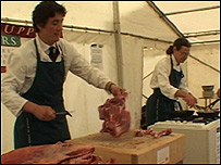 Gerrard King demonstrating butchery