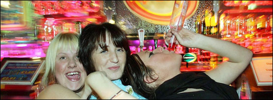 Girls drinking in a bar