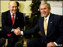 O primeiro-ministro de Israel, Ehud Olmert, e o presidente dos Estados Unidos, George W. Bush