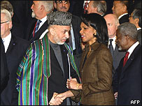 حامد کرزی و کاندوليزا رايس