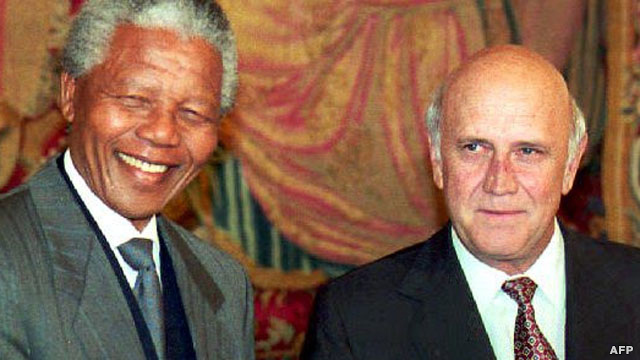 ماندلا و رئیس جمهوری آفریقای جنوبی، فردریک ویلم دکلرک