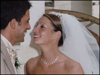 Chris and his wife on their wedding day- it must have been fate