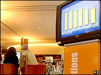 Sledování výsledků voleb v bruselském sídle EP