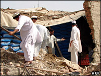 پاسگاه ویران شده پلیس در میرانشاه در وزیرستان شمالی در اثر حمله پیکارجویان