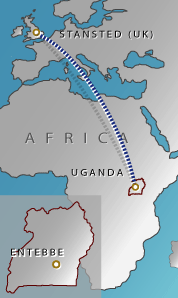 Map of the Ugandan Asians' flight