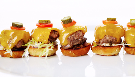 Kobe cheeseburgers with aged Cheddar