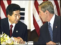 राष्ट्रपति बुश और दक्षिण कोरियाई राष्ट्रपति