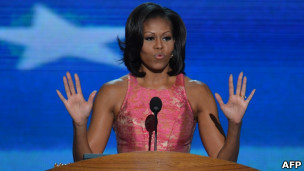 Michelle Obama em discurso na convenção nacional do Partido Democrata (Foto: AFP/Getty Images)