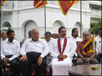 Rajapaksa with JVP leaders