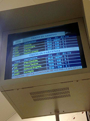 The arrival/departure board