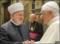 O papa Bento 16 e o grande mufti da Bósnia, Mustafa Ceric