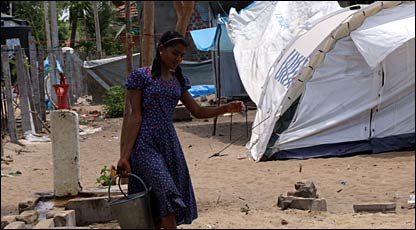 A refugee camp in Batticaloa district
