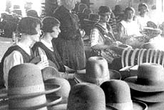 Hatters at Hatton's hat factory