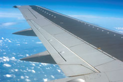 Picture shows view from aeroplane window