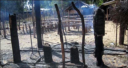 A tuition class run by TNA in Kilinochchi was burnt in the run up to the polls (photo: Dinasena Ratugamage)