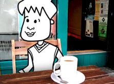 Tim in a cafe
