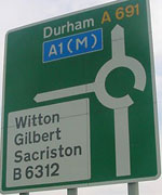 Motorway sign for Witton Gilbert