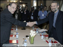 علی لاریجانی و خاویر سولانا در آنکارا