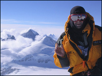 Doctor Alistair Sutcliffe on top of Mount Vinson